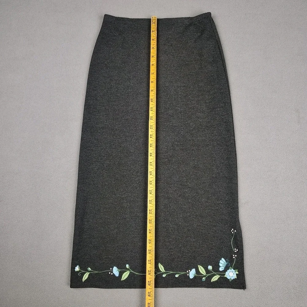 Vintage Y2K GAP Maxi Skirt Large Gray Floral Embroidered Soft Girl Dated 2000 EC